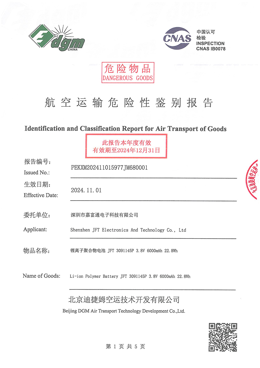 Identification and Classification Report for Air Transport of Goods