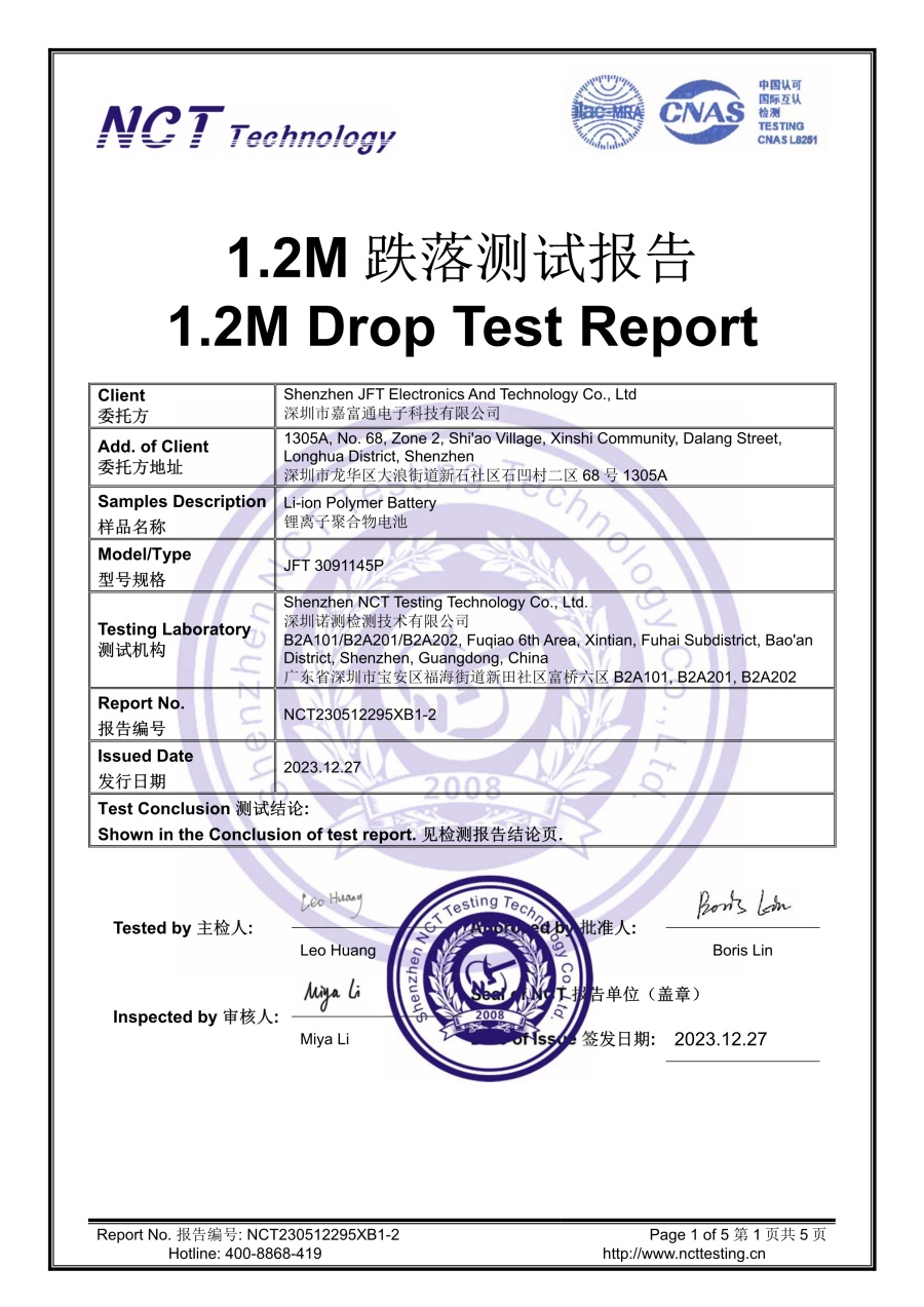 1.2M Drop Test Report